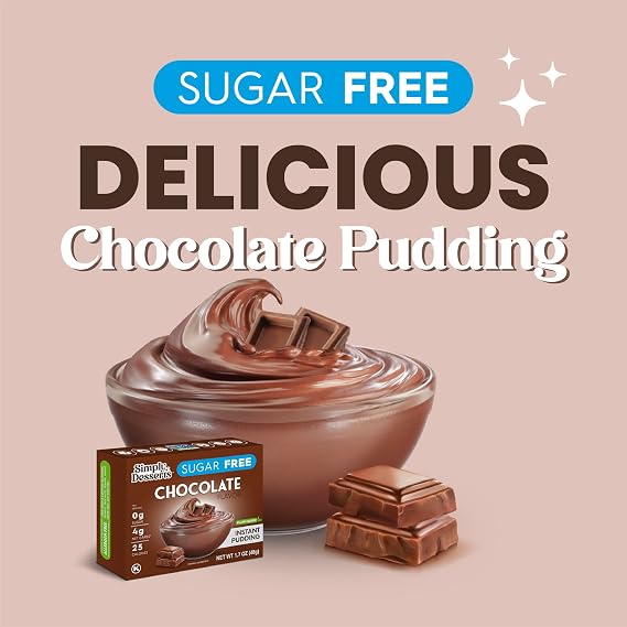 Simply Delish Natural Instant Chocolate Pudding - Sugar Free, Non GMO, Gluten Free, Fat Free, Vegan, Keto Friendly - 1.7 OZ (Pack of 1)