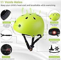 Vista 4 de Juego de casco de bicicleta para niños pequeños, casco de ciclismo ajustable con rodillas, coderas y muñequeras, equipo de protección deportiva
