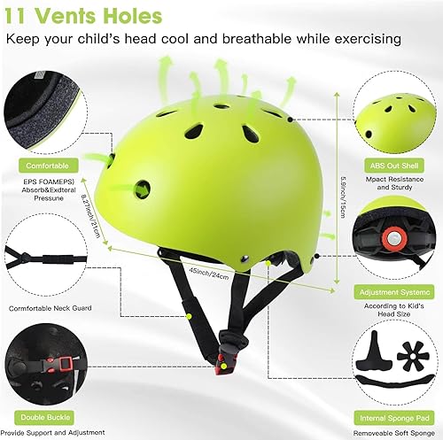 Miniatura 5 de ArgoHome Juego de casco de bicicleta para niños pequeños, casco de ciclismo ajustable con rodillas, coderas y muñequeras, equipo de protección