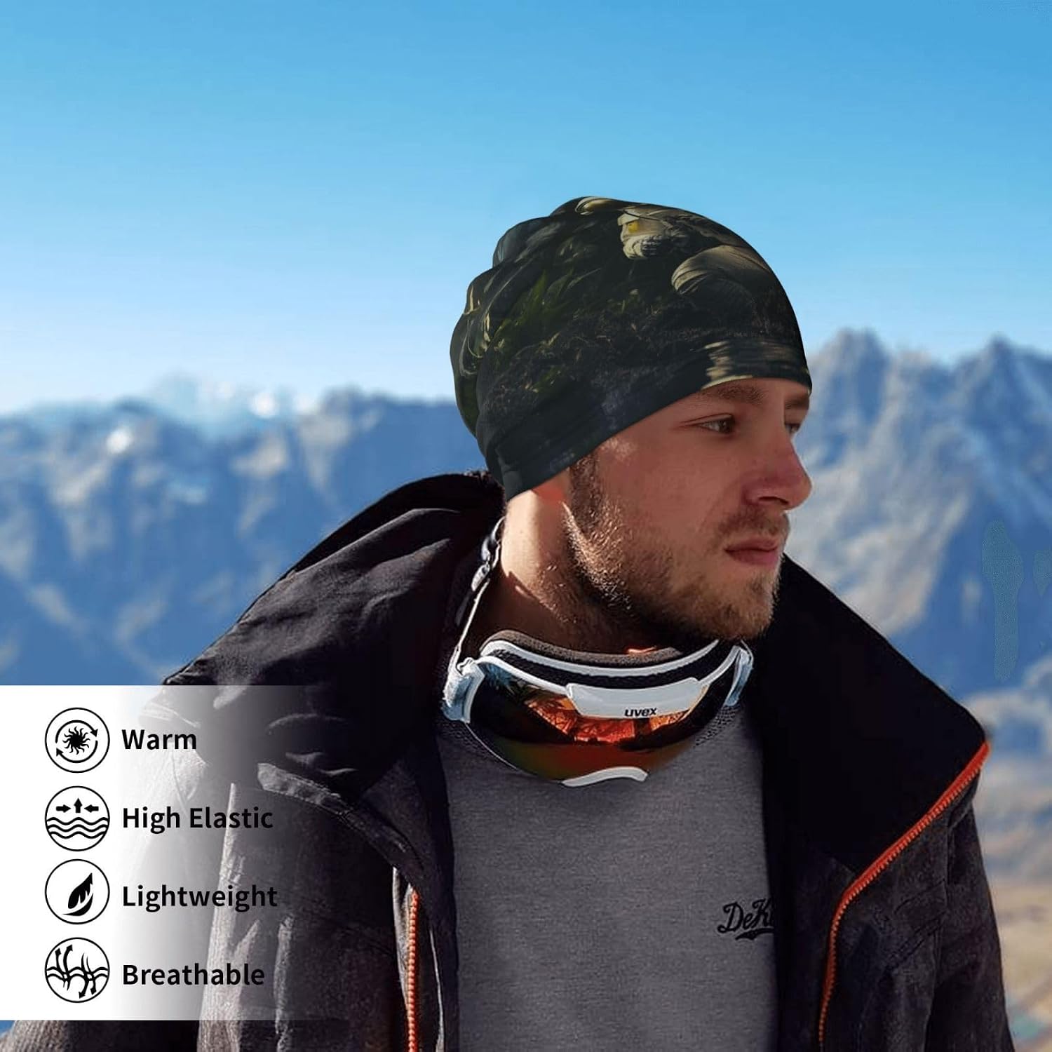 Winter Neck Warmer for Men Women, Astronaut in the Jungle Neck Gaiter UV Sun Protection Face Mask Windproof Cold Weather Face Cover Thermal Ski Mask Scarf for Outdoor Sports Bandana
