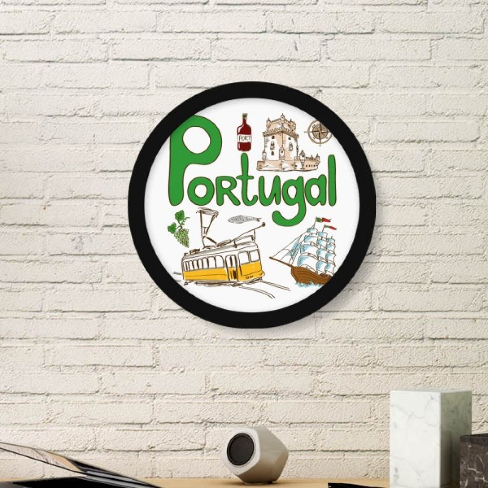 Cadre photo Portugal en bois rond noir, une idée cadeau originale pour passionnés de culture