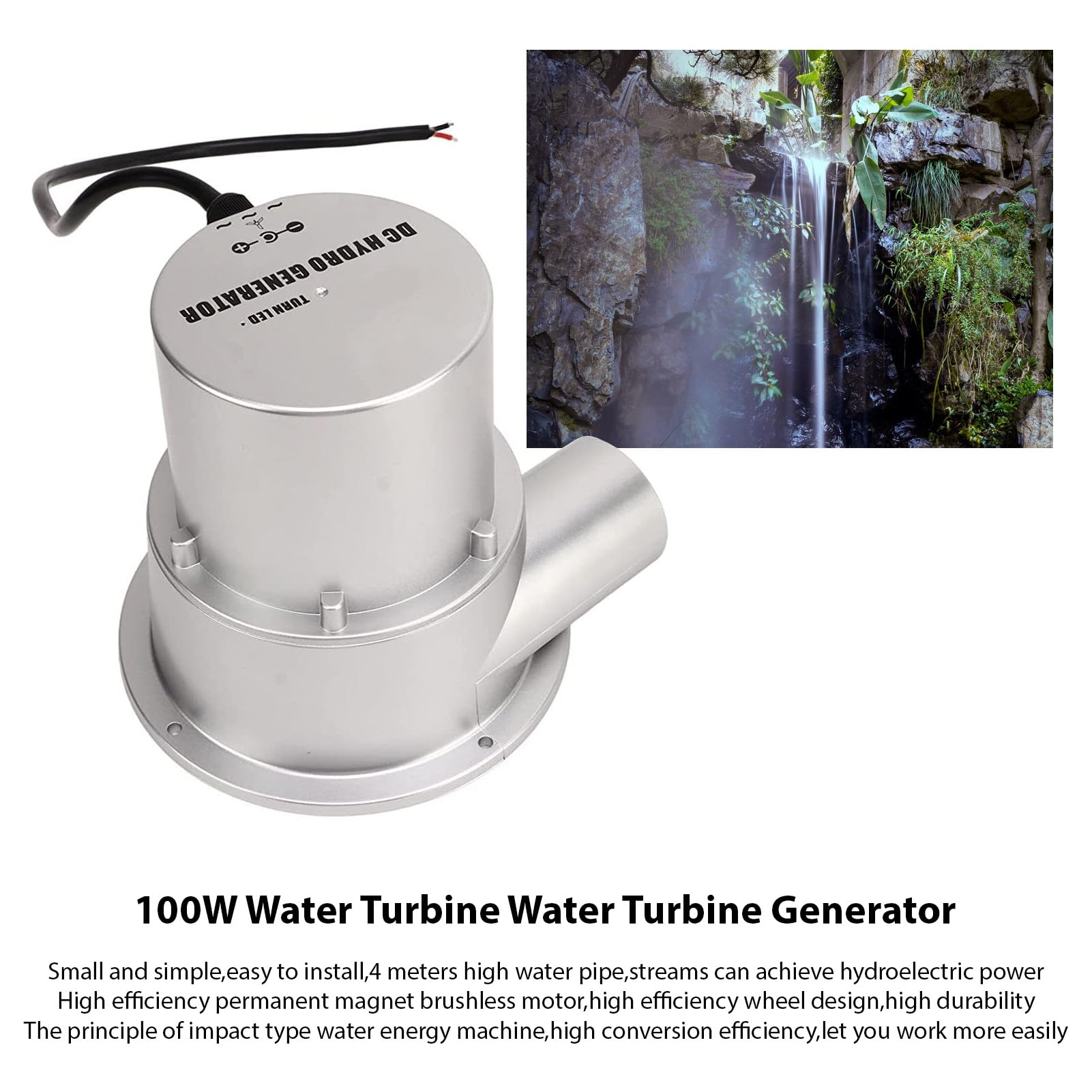 Hydro Generator, Permanent Magnet Water Turbine Generator, Aimant Brosse sans Balais, Générateur Hydroélectrique de Charge de Batterie 12V (100W)
