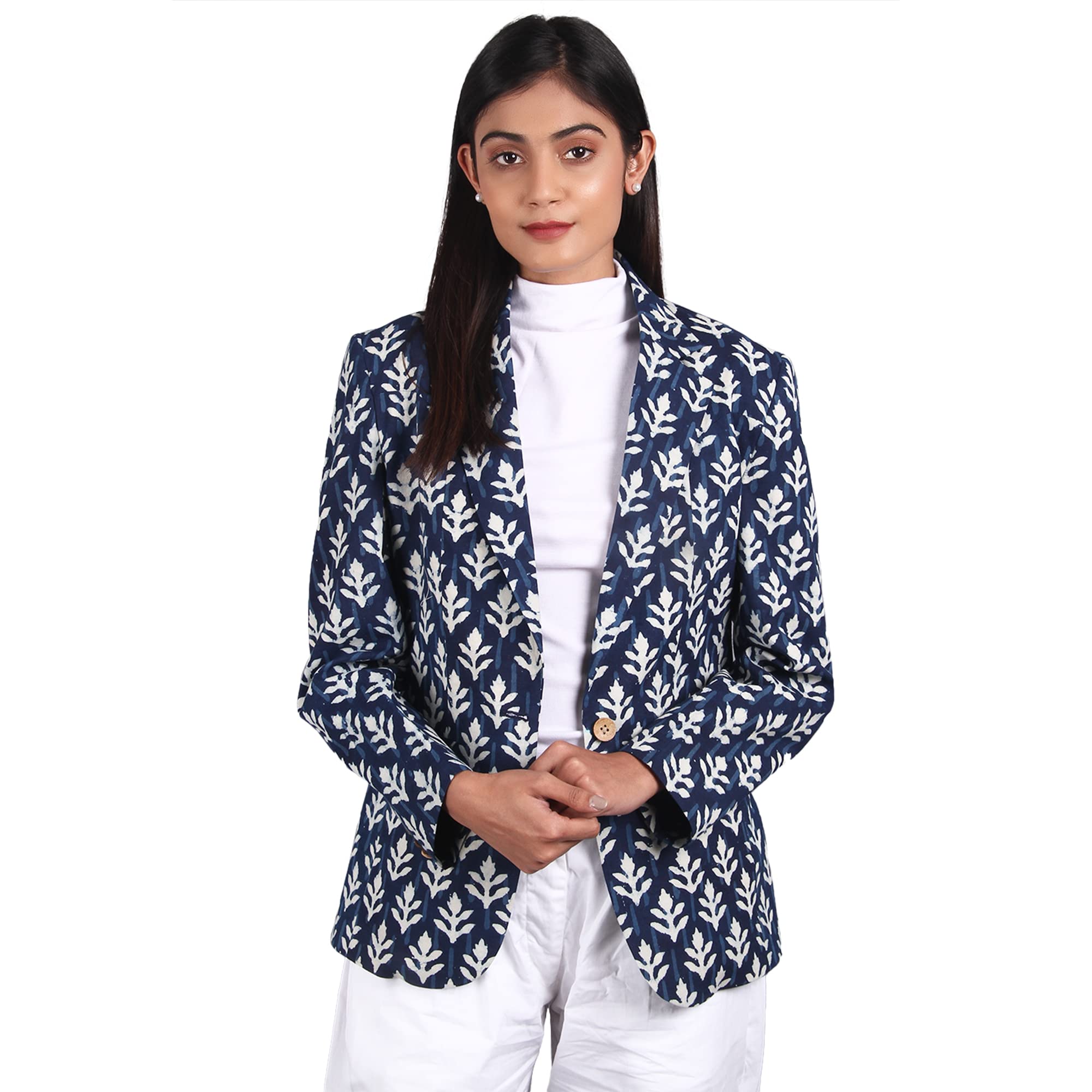 indophilia Women's Indigo Cotton Blazer-picture-23