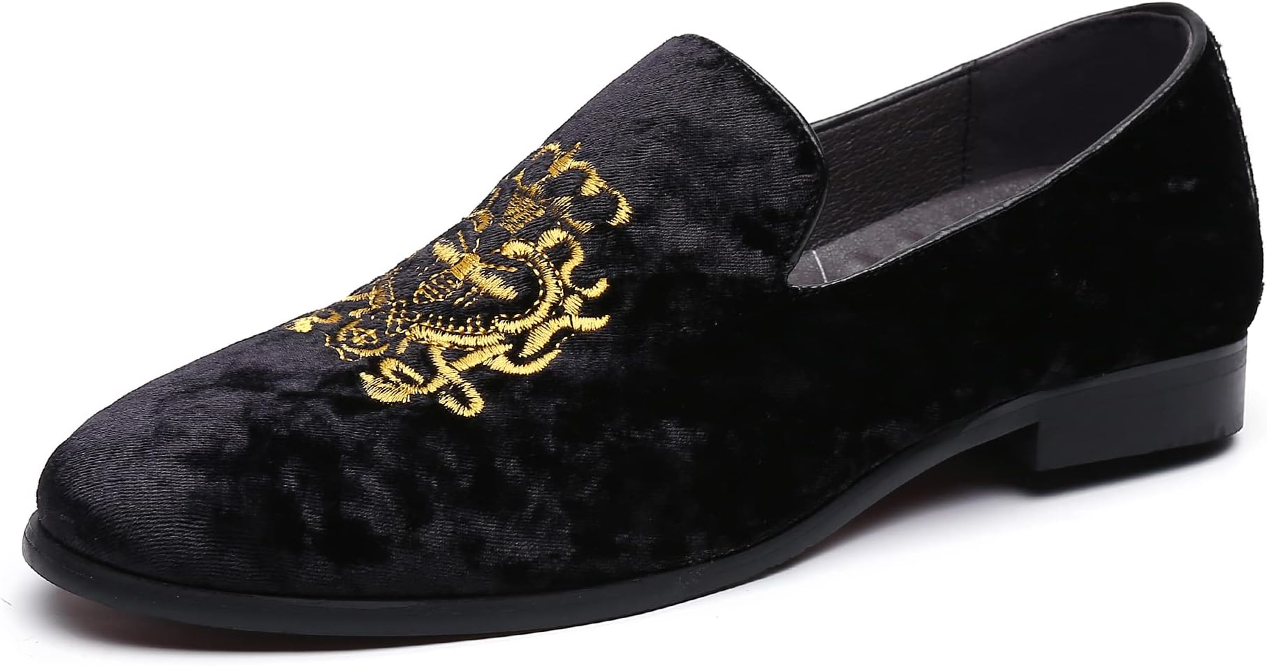 Men's Luxury Velvet Penny Loafers Shoes Embroidery Suede Dress Loafers Daily Boats Shoes for Party Wedding Prom Size 7-13