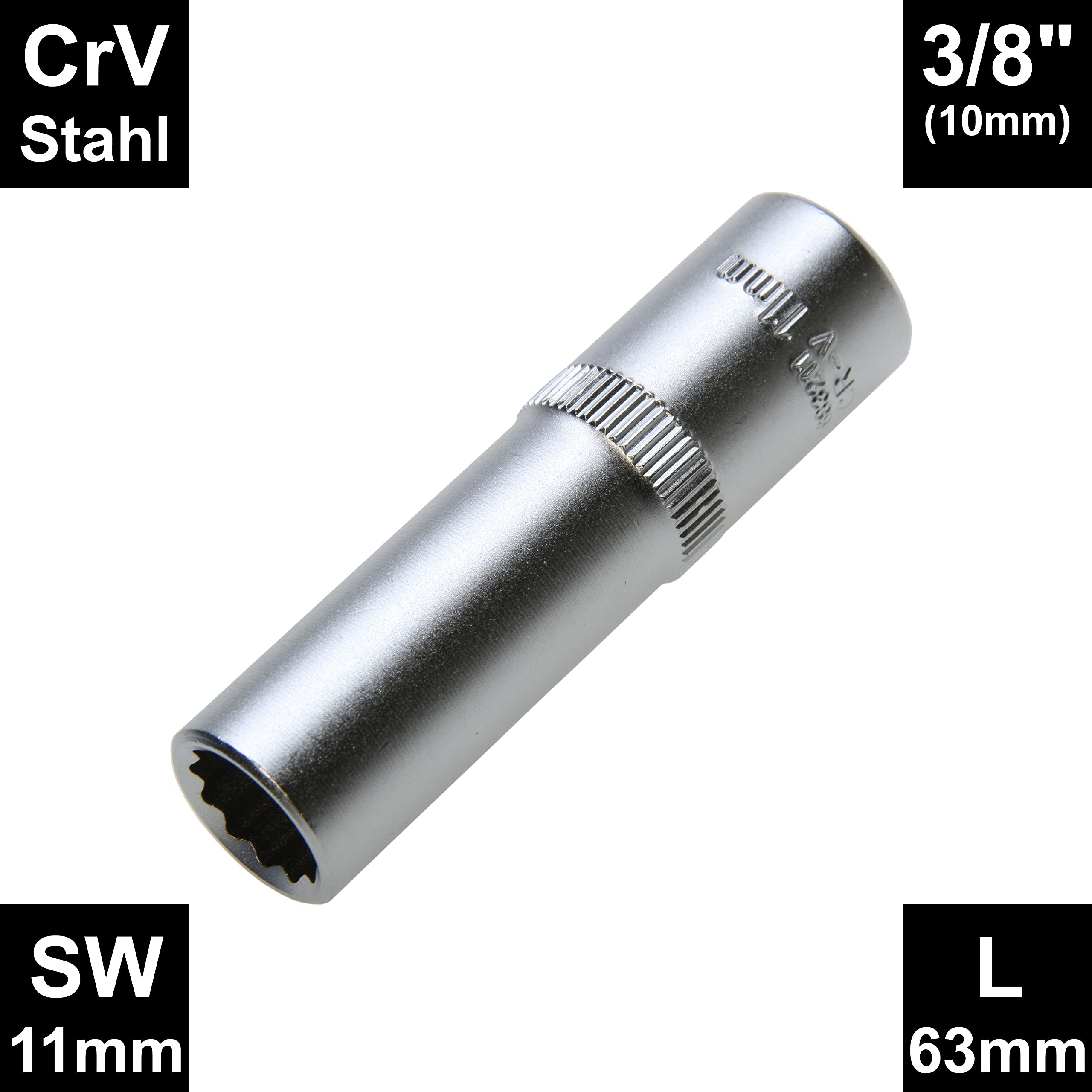 Sunex 311 MZ Steckschlüssel 11mm 12-kant, 3/8" Antrieb – Aus Chrom-Molybdän-Stahl, Für Schrauben Und Muttern