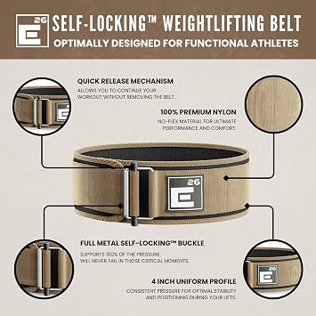 Self-Locking Weight Lifting Belt - Premium Weightlifting Belt for Serious Functional Fitness, Weight Lifting, and Olympic Lifting Athletes - Lifting Support for Men and Women