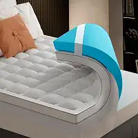 DWCN Queen Size Colchão de camada dupla de 7 cm – espuma viscoelástica de gel de 5 cm + almofada refrescante de 2,5 cm com alças ajustáveis – antiderrapante, respirável, camadas separáveis para alívio