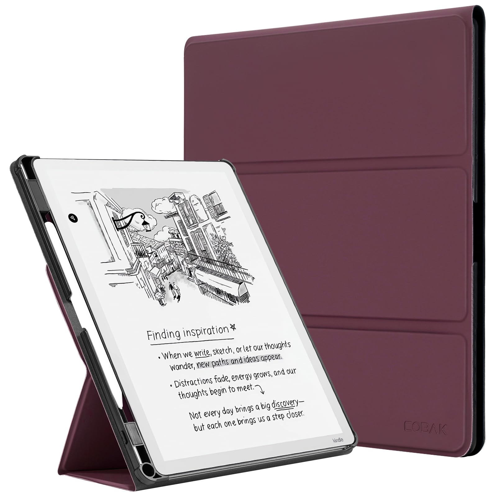 CoBak Kindle Scribe 3rd Generation 2025 Case,Kindle Scribe Colorsoft 11 inch Dual Viewing Angles PU Leather Case with Auto Sleep/Wake Feature Pen Holder Fig-image-6
