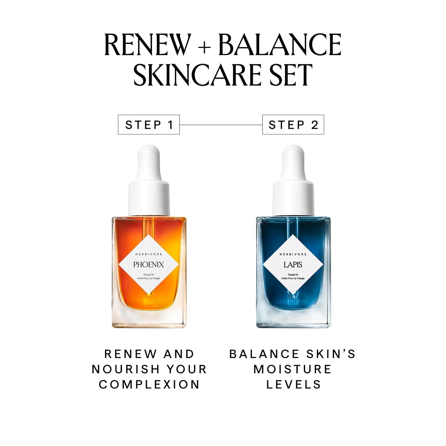 HERBIVORE Balance + Renew Skincare Set |Balancing Facial Oil Regimen Skin Care Bundle Including Lapis and Phoenix - Image 2