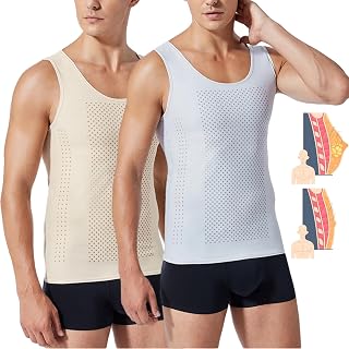 BIUBIULOVE PISPAR Men's Ice Silk Shape Compression Vest, Gynecomastia Compress Tank Top, Compression Vest, Body Shaper Sauna Vest, Workout Tank Tops Shapewear