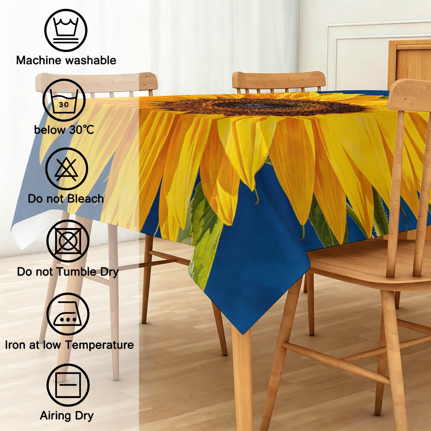 Tovaglia Rettangolare 140x300 cm Girasole Poliestere | Motivo Stile Campagnolo, Antimacchia, Impermeabile e Lavabile, Copritavolo Adatto per Cucina, Feste e Pranzi Domestici