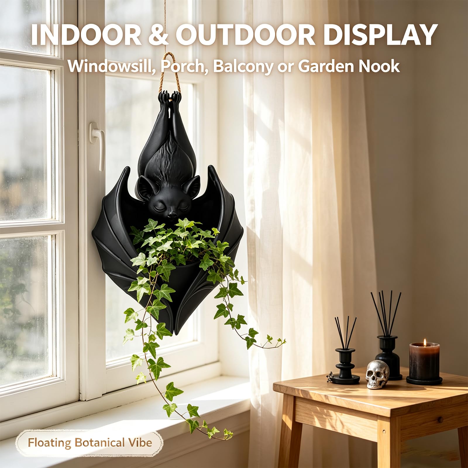 Fledermaus Hängeblumentopf, Gothischer Blumentopf für Sukkulenten ，2