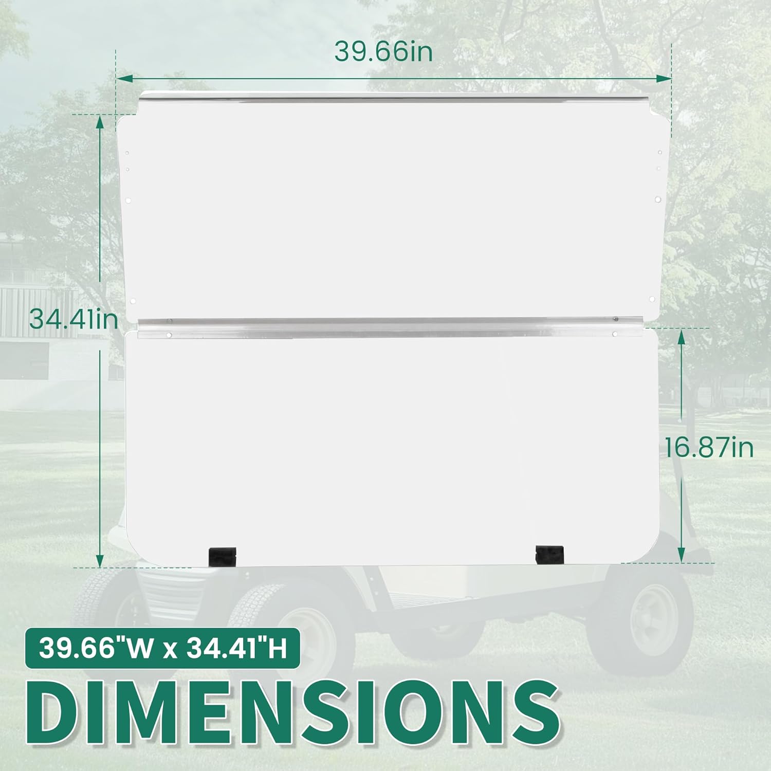 ECOTRIC Windshield Compatible with 1982-2000.5 Club Car DS Clear Fold Down Impact Resistant Golf Cart DS Model Approximate dimensions 39.25"W X 36.75"H