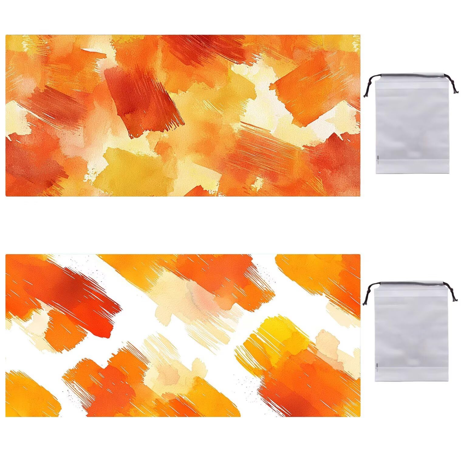 Strandtuch XXL 2er Set 80 x 160 cm, Groß Schnelltrocknendes Mikrofaser Handtuch, Sandfrei Badetuch, Summer Must Haves, für Damen Herren Reise Urlaub Sauna, mit Tasche (Orange Nordeuropa) B-236