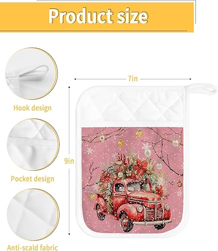 Miniatura 24 de Juego de 2 agarraderas de tela de rizo antideslizantes y aislantes de calor con bolsillo, guantes gruesos para horno, posavasos para hornear