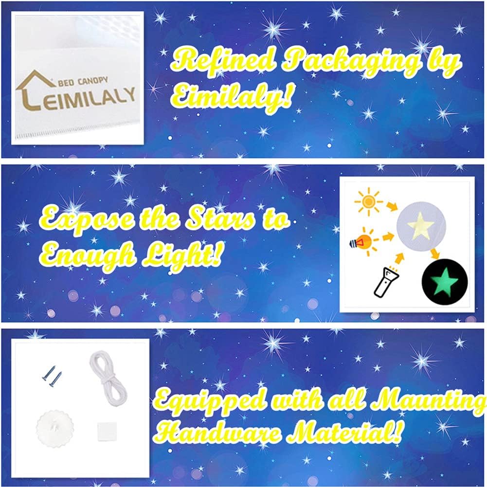 Stars Bed Canopy Glow in The Dark, Eimilaly Bed Canopy for Girls Mosquito Net, Princess Canopy for Girls Bed Room Decor, Pink : Home & Kitchen