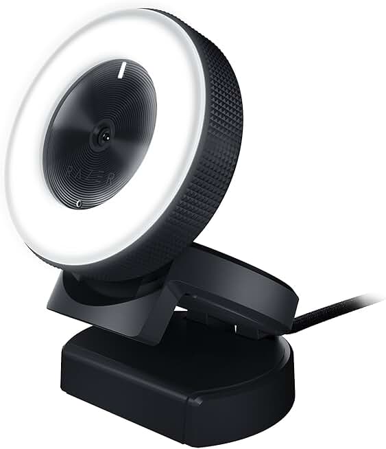 Razer Kiyo Streaming Webcam: 1080p 30 FPS / 720p 60 FPS - Ring Light w/Adjustable Brightness - Built-in Microphone - Advanced Autofocus ECOLOGO