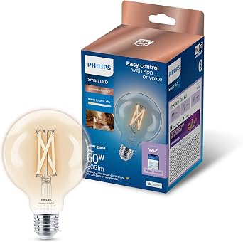 Philips Smart Lighting, LED Filament G95 Light Bulb, E27 Base [Energy Class E]