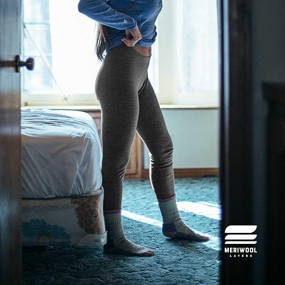 MERIWOOL Women Base Layer Bottoms - Lightweight Merino Wool Thermal Pants