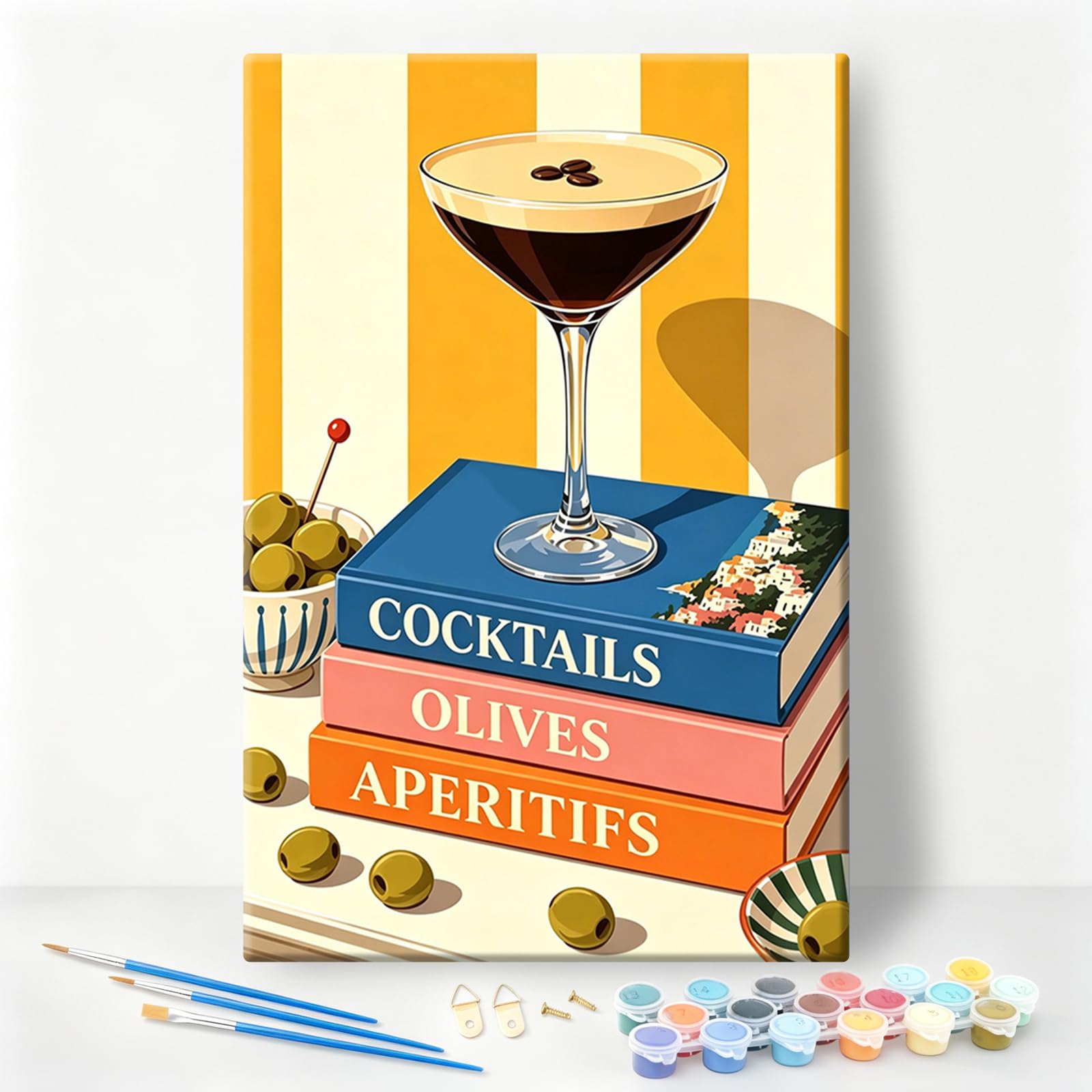Paint by Numbers for Adults with Frame, Cocktail Number Painting, 8x12 Inch