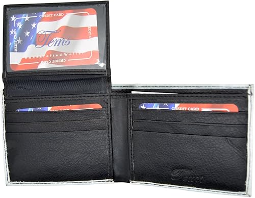 Miniatura 3 de Tems Billetera plegable de piel sintética hecha a mano para hombre, bandera de Estados Unidos, RojoBlancoAzul, Billetera plegable
