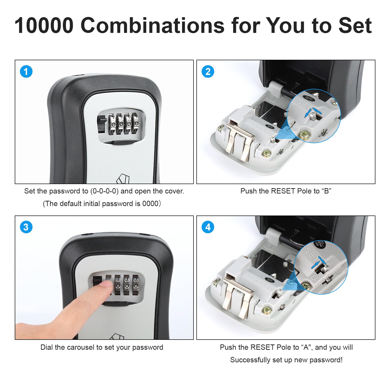 TTRWIN Combination Key Lock Box For Outside - Waterproof, Resettable Code, Holds 5 Keys, Wall Mounted - View #4