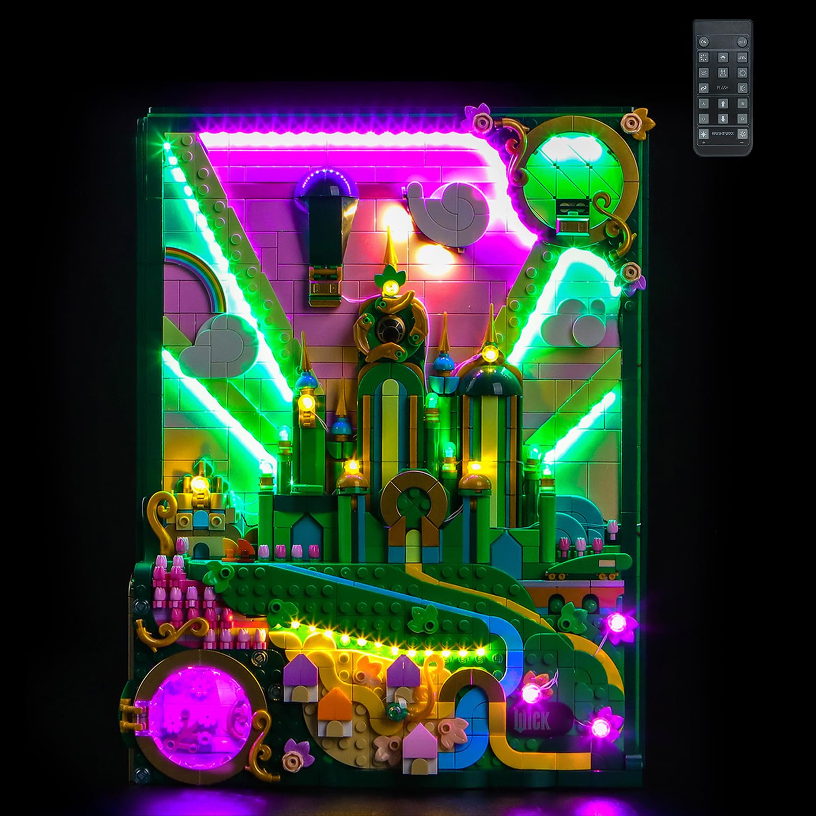 LocoLee RC Led Light Set Compatible with Lego 75685 Emerald City Wall Art Decoration Led Decoration Lighting Kit Compatible with Lego 75685 Building Blocks Model,Only Lights Set,No Model