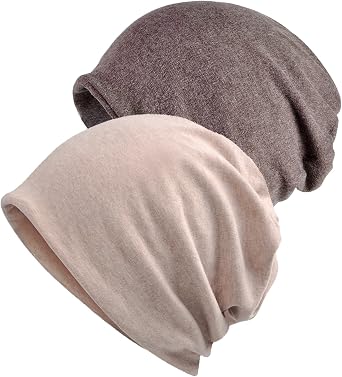 2 عبوة قطنية Slouchy Beanie Hats ، وشاح قبعة Chemo Hat للنساء والرجال 