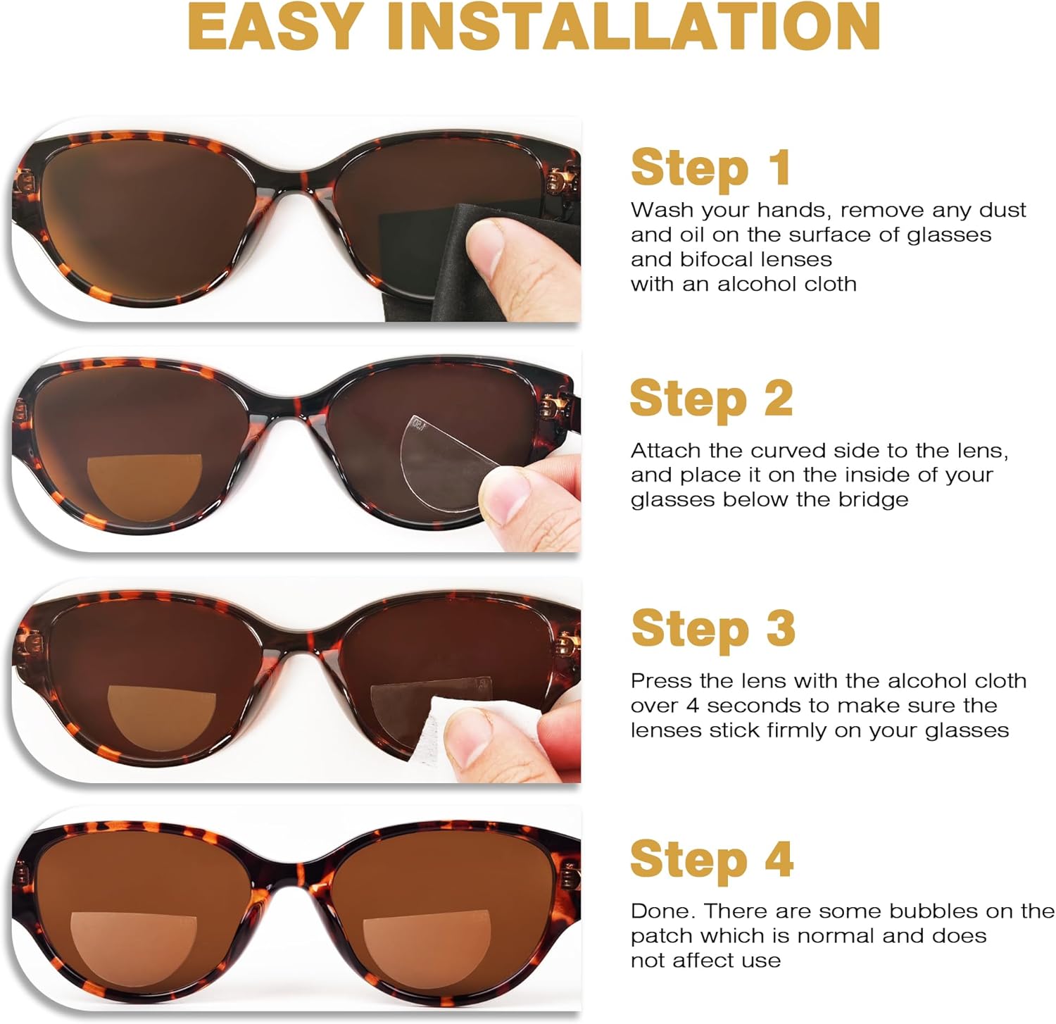 2 Pack Stick-On Bifocal Lenses for Sunglasses – Reusable Waterproof Trim-to-Fit Inserts Convert Eyewear to Reading Glasses, +200 - Image 7