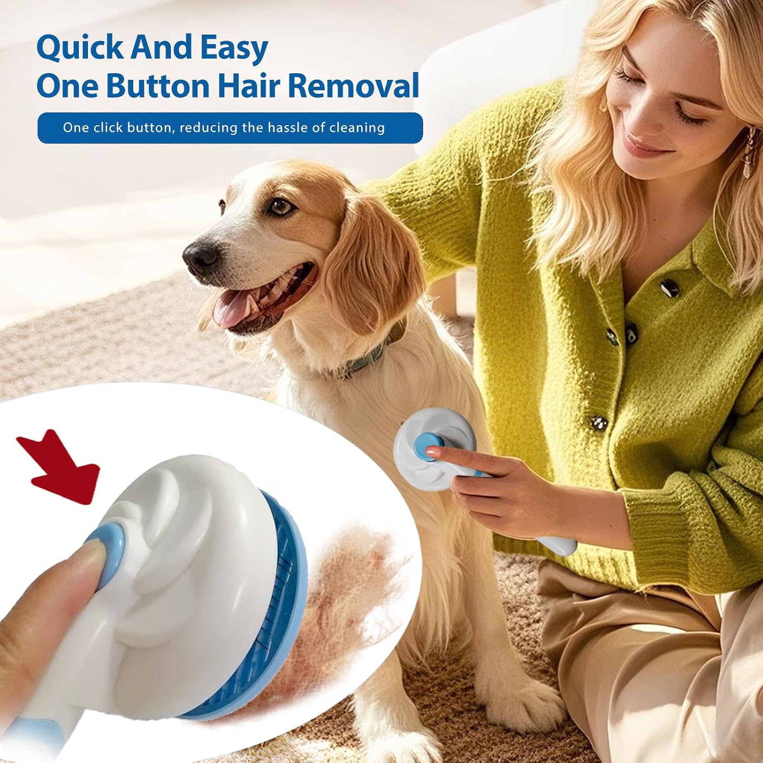 5 Piece Dog Grooming Brush Set with Grooming Gloves, Deshedding Comb & Massage Bath Brush | Dog Shampoo Brush - Multifunctional Pet Hair Removal Tools for Shedding, Bathing, Brushing (Blue) - Image 2