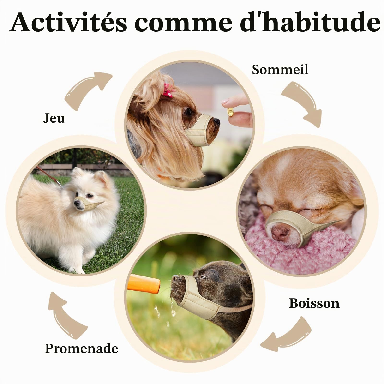 Mayerzon Muselière à museau Court pour Chihuahua, Shih tzu, Boxeur américain, muselière en Tissu Doux pour Le toilettage des visites vétérinaires, empêche Les morsures et Les Combats