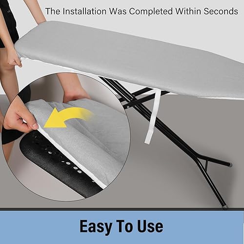 Miniatura 6 de Iwtmm Funda para tabla de planchar y almohadilla con revestimiento de silicona, acolchado grueso resistente a la quemadura, resistente para uso