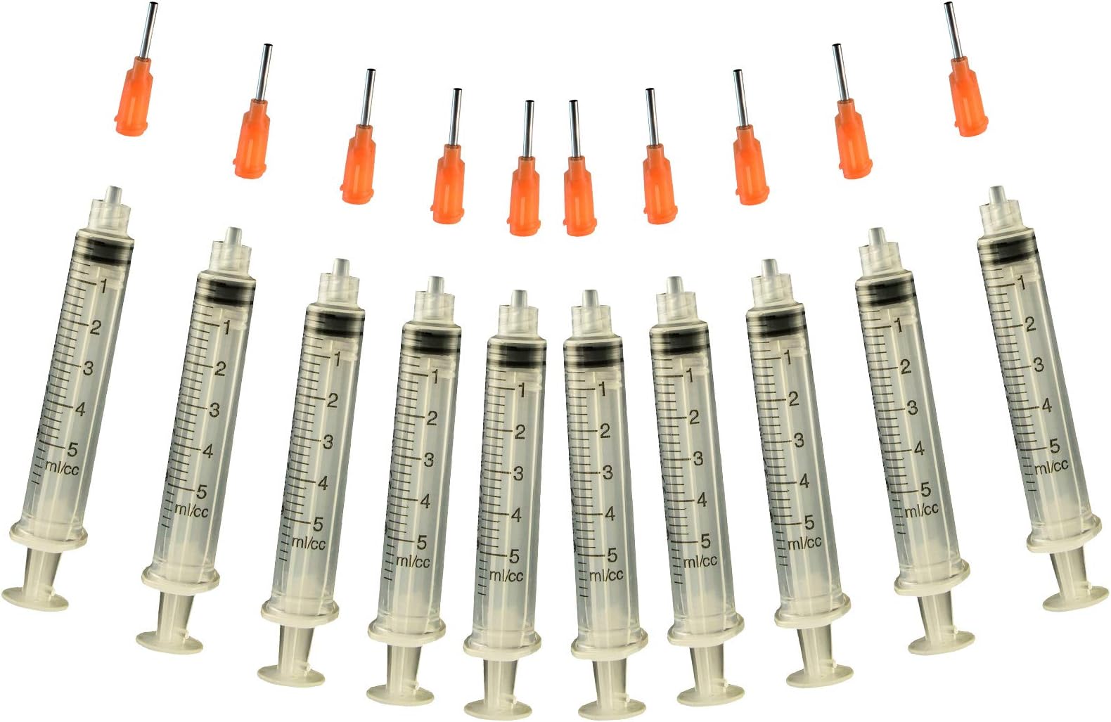 Creative Hobbies® Glue Applicator Syringe for Flatback Rhinestones & Hobby Crafts, 5 Ml with 15 Gauge Orange Precision Tip - Value Pack of 10