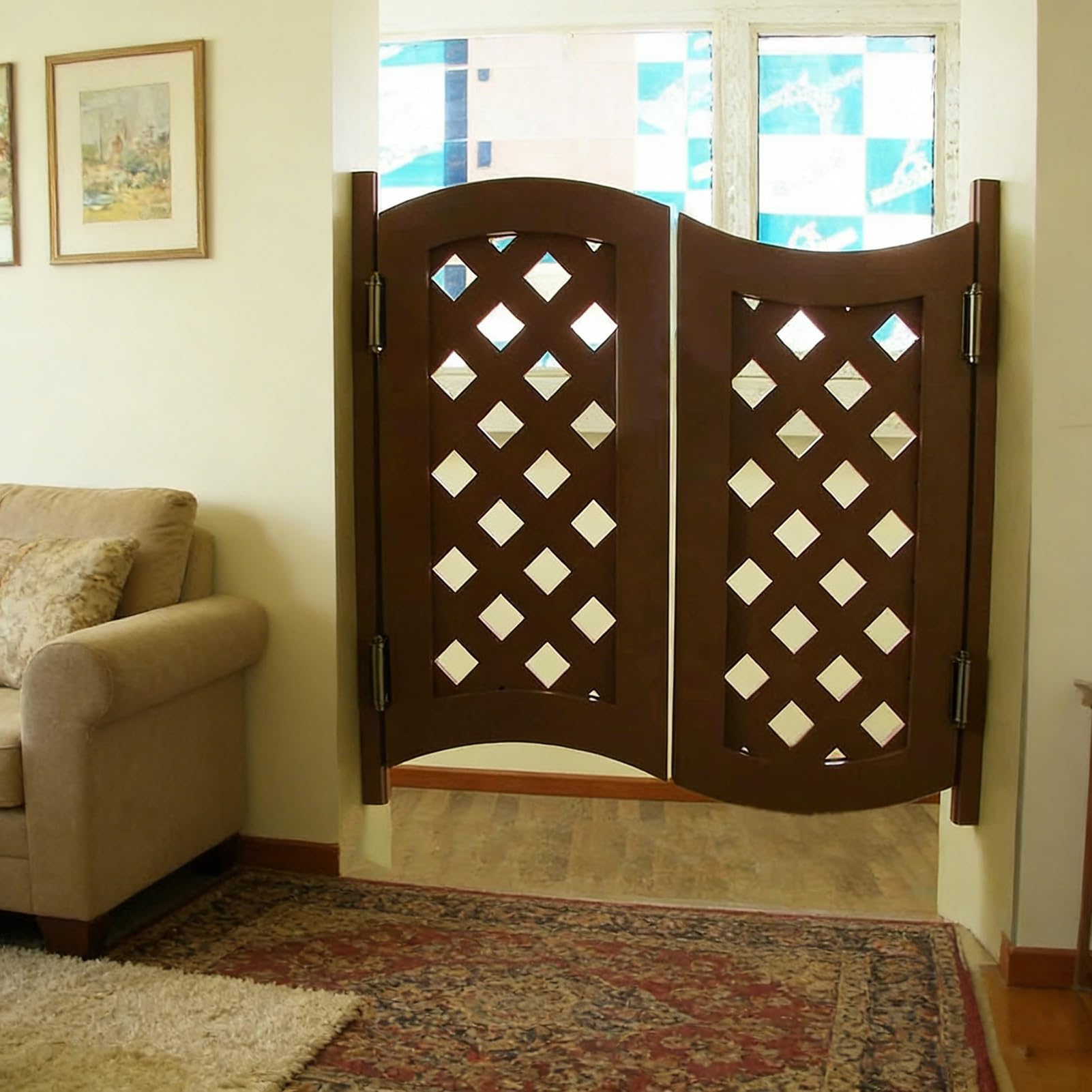 Portes battantes de salon, cloison d'entrée décorative avec charnières pour la maison ou le magasin, 80 x 110 cm, idéale pour la décoration de cuisine ou de bar