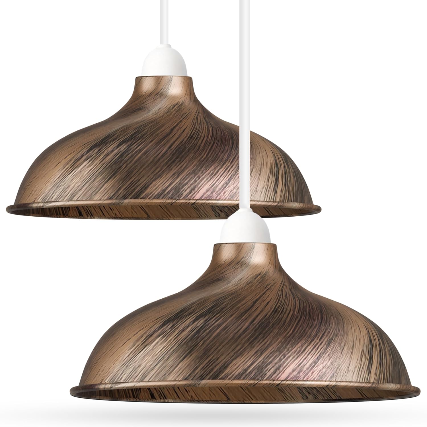 Farmhouse Metal Lamp Shade Open Style Lamp Guard Hanging Pendant Light Shade Hanging Light Fixture ceiling light shade Perfect DIY Lamp Shade Replacement Accessories (Brushed Copper-02 Pack)