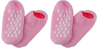 شرابات كعب من السيليكون من بوكس زيو، شرابات جل للسبا للنساء والرجال، شرابات واقية للقدم وعلاج تشققات الكعب مع زيت طبيعي مرطب وفيتامين اي - علاج القدمين الجافة والمتشققة وتنعيم البشرة