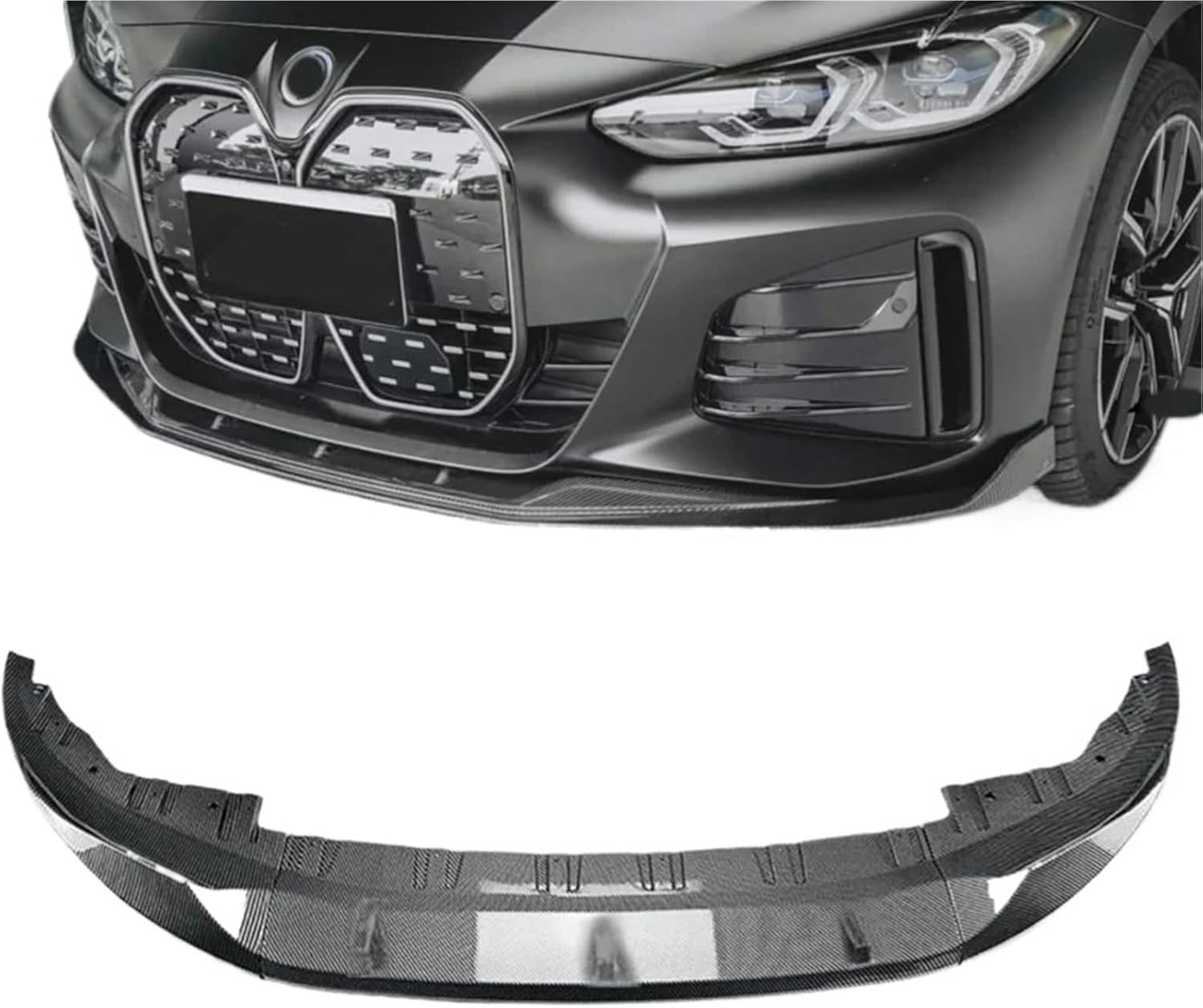 Front Bumper Lip Spoiler Splitter Diffuser Cover Compatible for BMW 4 Series G24 G26 420i 430i I4 M50 M Sport Gran Coupe 21-25(Glossy Black) (Carbon Fiber)