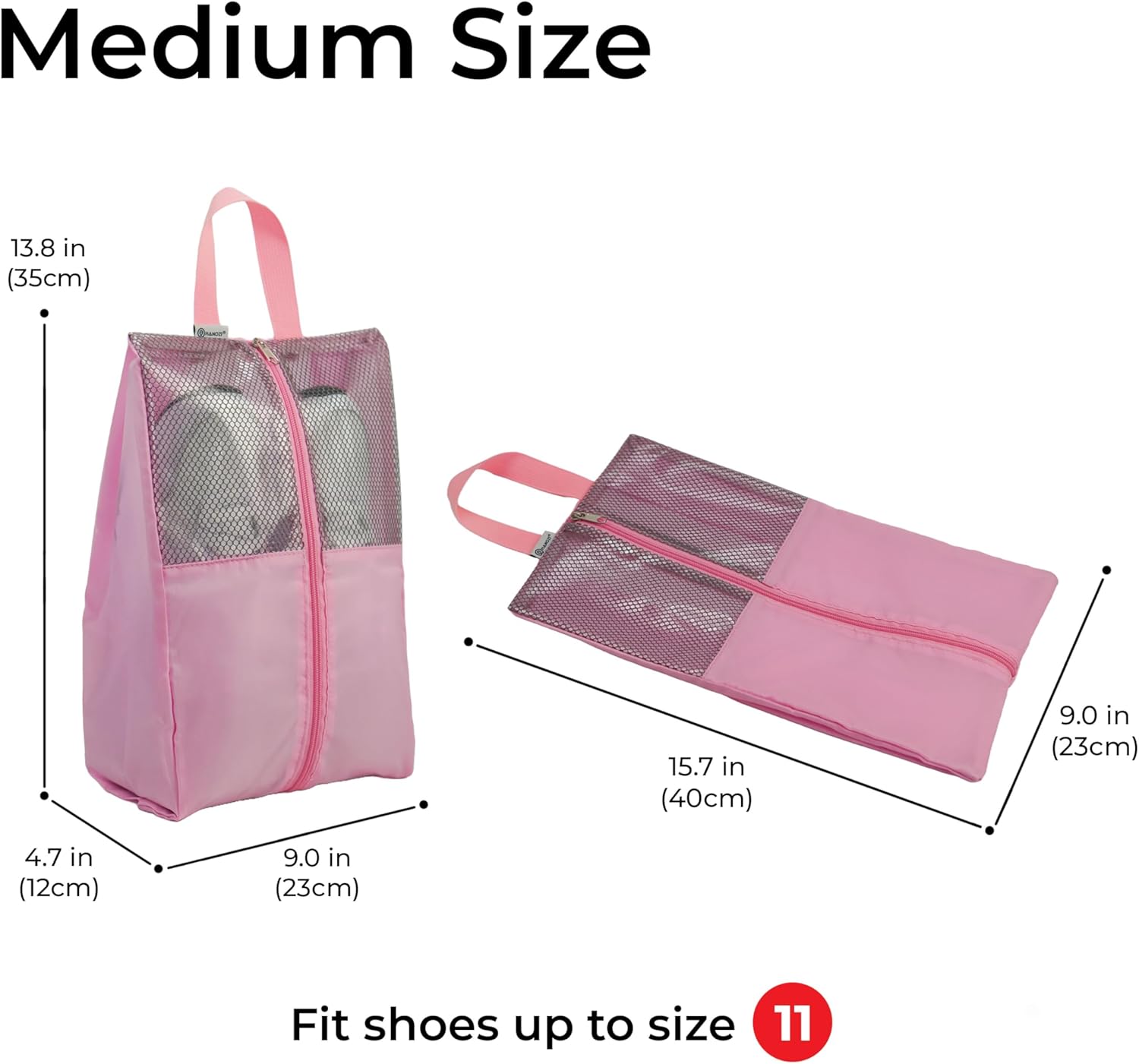 Shoe Bags For Travel, Used As For Storage or Shoe Travel Bag, Featuring Waterproof Nylon Sneaker Bag. (Light Pink, 2 Pack, Medium) - Image 2