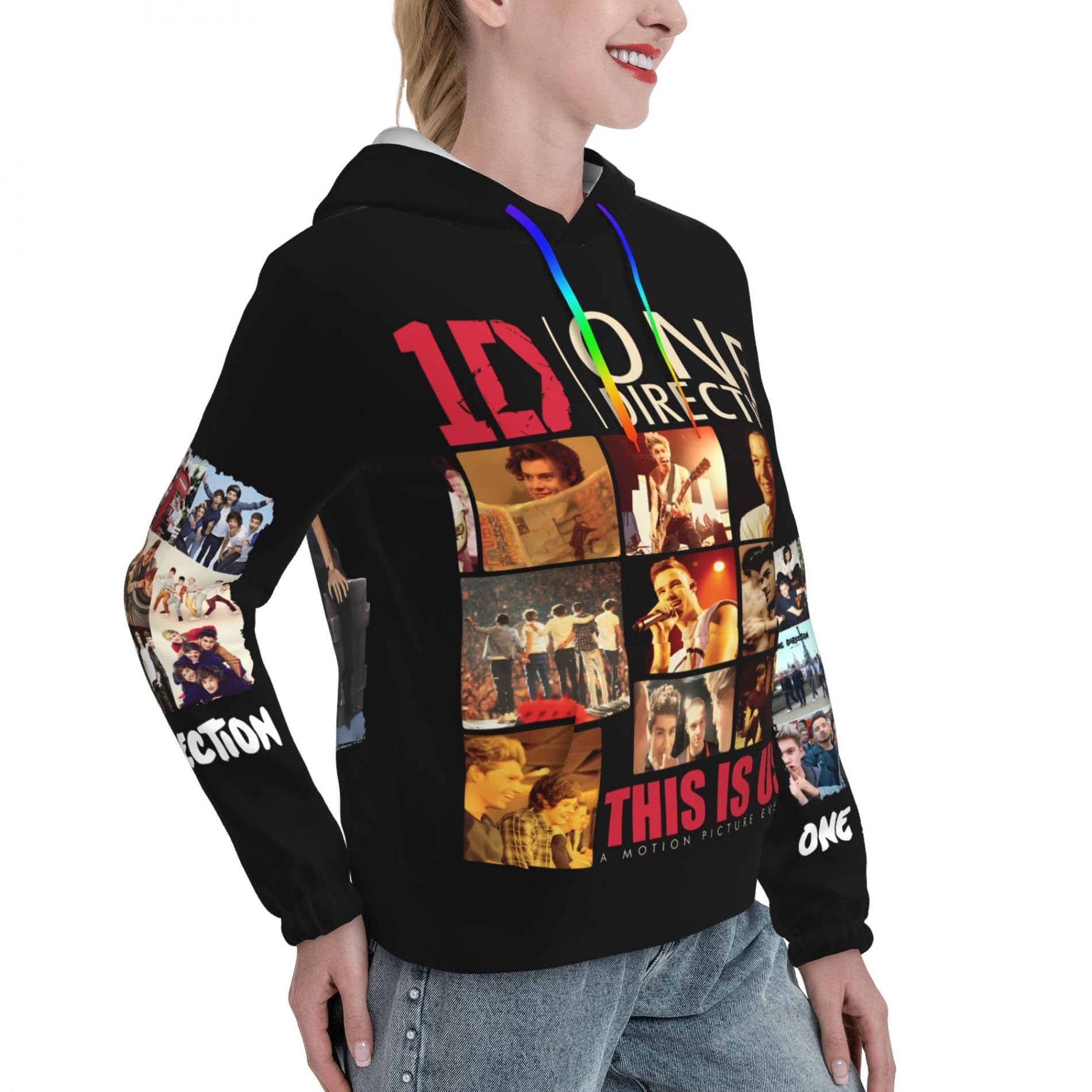 One Women's Pullover Hoodie for Women Big Teen Girl Dire$c*Tion Long Sleeve Drawstring Hooded Sweatshirts with Pockets Merch Top for Fans Gifts
