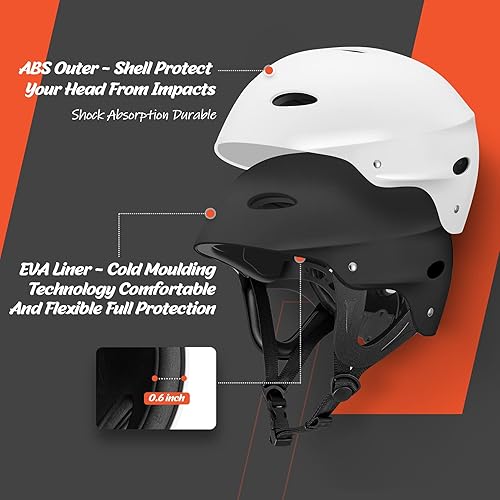 Miniatura 4 de Vihir Casco de deportes acuáticos para adultos con orejas, casco ajustable, perfecto para kayak, canotaje, surf