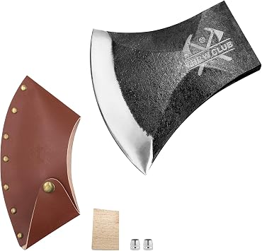 Forged Professional Wood Splitting Axe Head, 1065 High Carbon Steel, Tree Felling Axe Head, Racing Axes Head with Leather Sheath- Weight - 5.73lbs Black