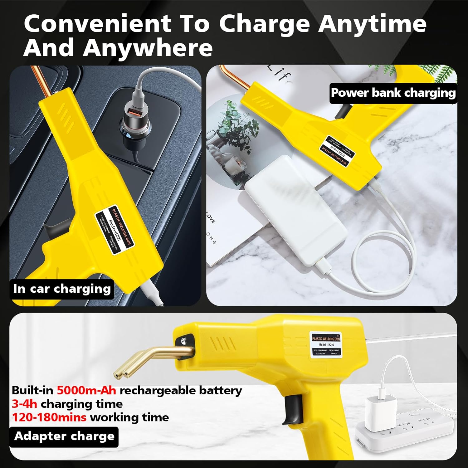 Versatile Plastic Welding Gun with Multiple Charging Options