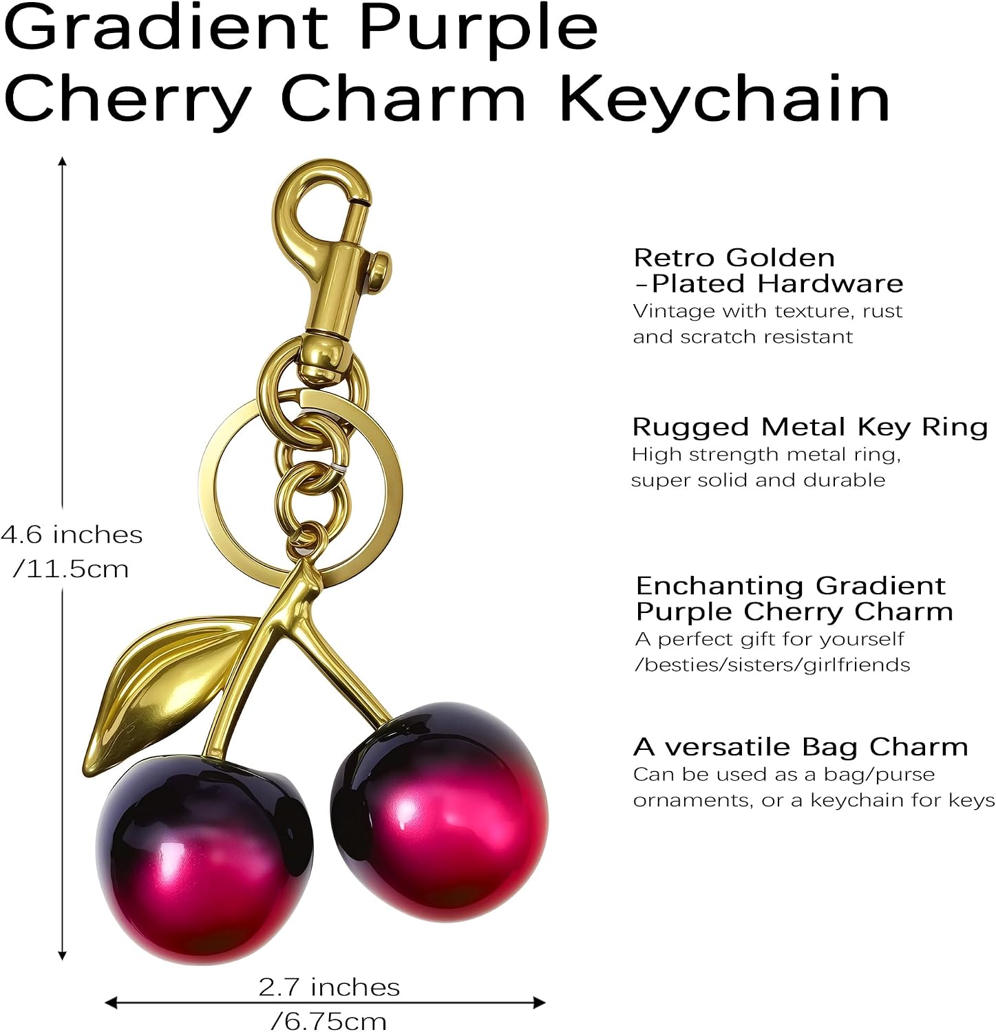 Cherry Bag Charm Purse Handbag Charm Cherry Car Accessories KeyChain Gift for Women Mothers Day Christmas Valentine image 2