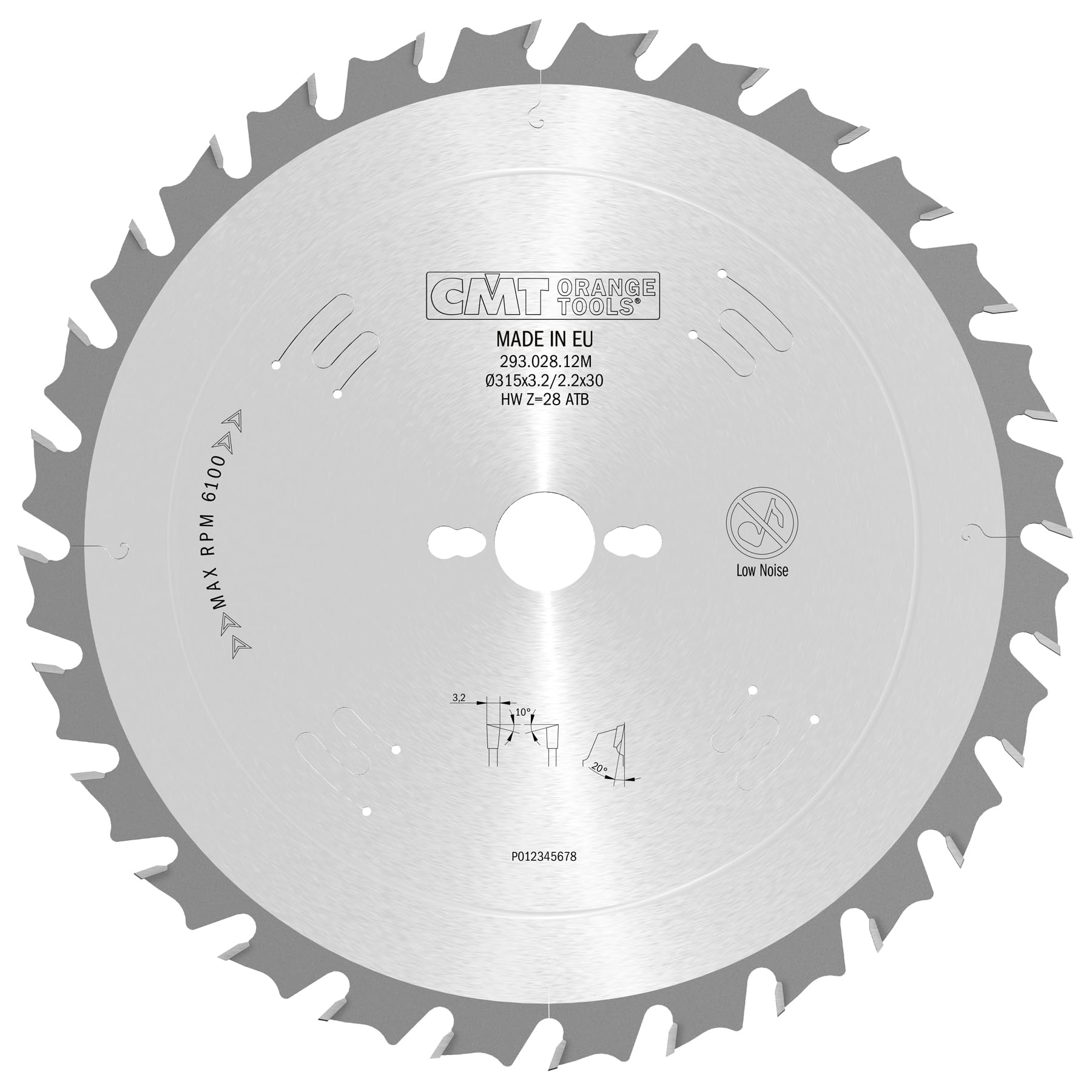 CMT 293.028.12M Lama Circolare con Limitatore per Taglio Lungo Vena (Serie Industriale), Metallo/Grigio