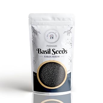 Jiaz Enterprises Basil Seeds Sabja Seeds or Tukmaria 7.05oz 200g Used for Falooda/Sabja Dessert, Spice & Ayurveda Herbal  All Natural | Gluten Friendly | NON-GMO | Kosher | Vegan