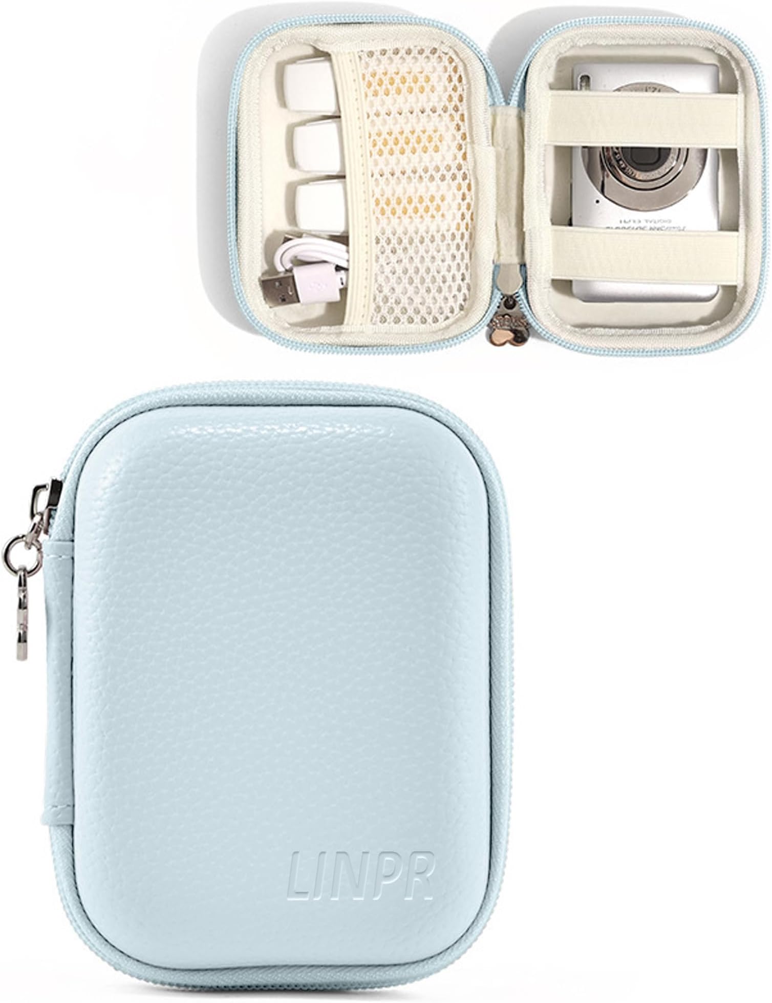 Digital Camera Case for KODAK PIXPRO FZ55/FZ45, Case Only, Blue | Fits CAMKORY DC403 and Canon PowerShot ELPH 360 HS Compact Digital Cameras, Small Hard Shell Camera Pouch with Mesh Pocket