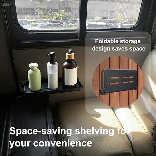 Miniatura 5 de 2 estantes de baño, sin taladro, para montar en la pared, plegables, pequeños estantes adhesivos de metal flotantes para lavandería, inodoro, ducha,