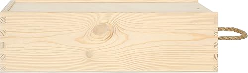 Miniatura 9 de Caja de madera de vino sin pintar para almacenamiento de regalo, 2 botellas, 13.77 x 7.87 x 3.93 pulgadas, soporte de madera natural con cuerda,