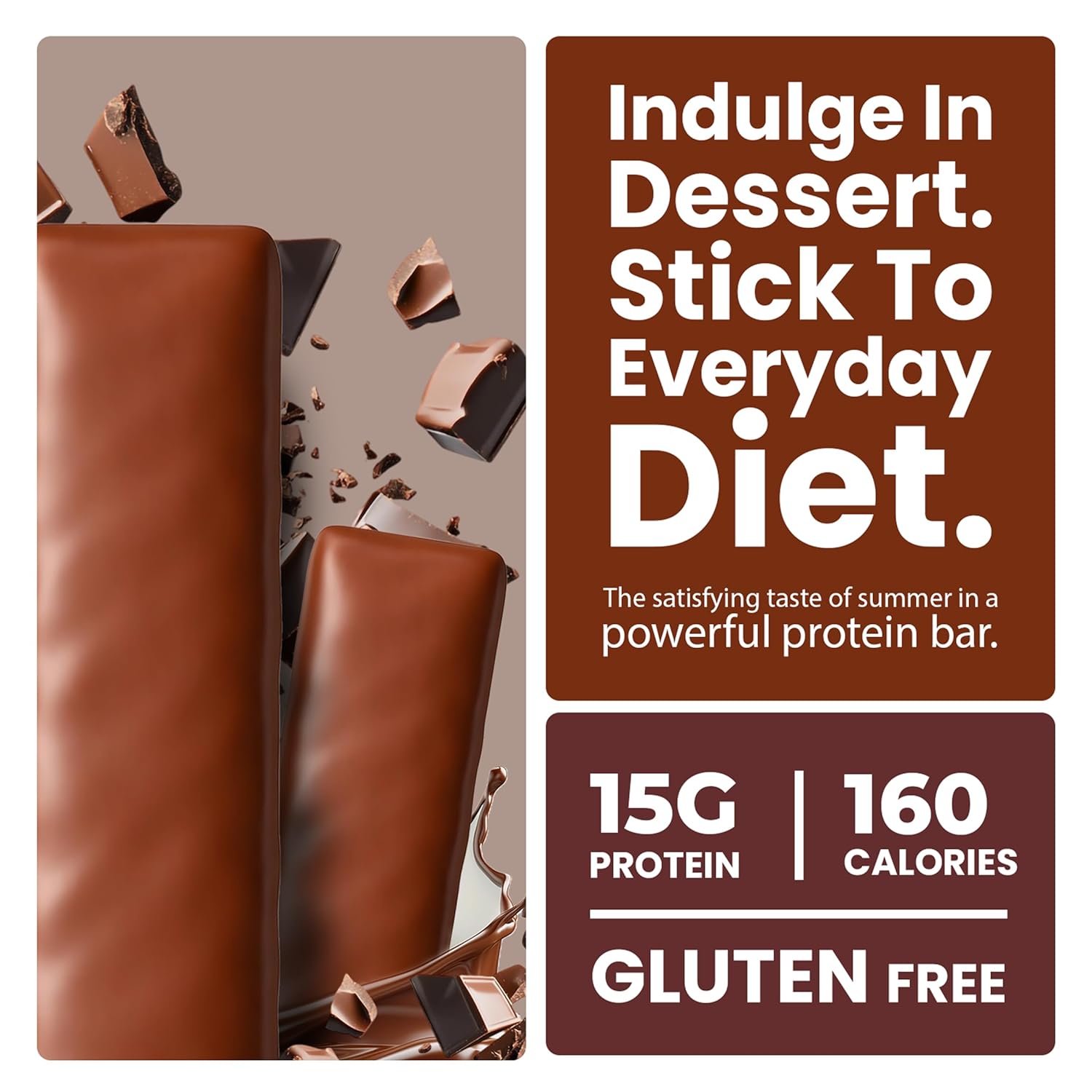 ProtiWise Chocolate Crisp Protein Bars | 15g Protein, High Fiber, Low Carb | Low Sugar, Gluten Free | Keto Diet Meal Replacement Weight Loss Snack Bar | Pack of 2 (7 Bars/Box)