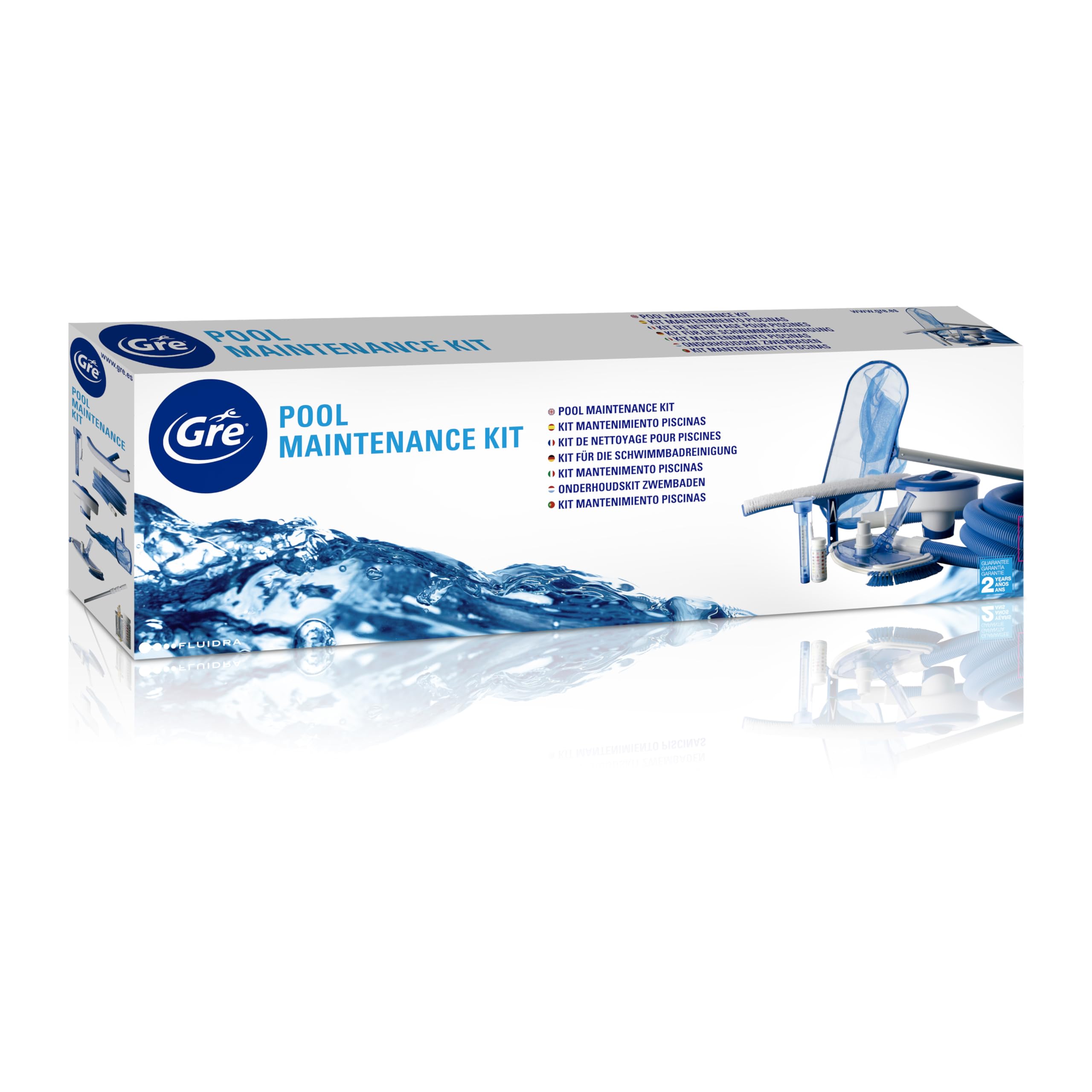 Gre AR20641 - Kit complet de 8 articles de nettoyage de piscine Bleu 131 x 12 x 36 cm